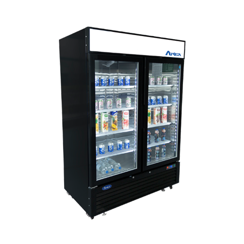 Atosa MCF8723GR — Black Cabinet Two (2) Glass Door Merchandiser Cooler