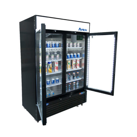 Atosa MCF8723GR — Black Cabinet Two (2) Glass Door Merchandiser Cooler