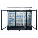 Atosa MCF8728GR — Black Cabinet Three (3) Glass Door Merchandiser Freezer