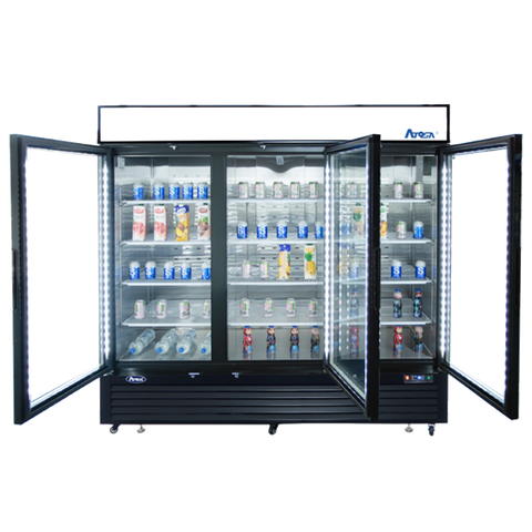 Atosa MCF8728GR — Black Cabinet Three (3) Glass Door Merchandiser Freezer