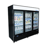 Atosa MCF8728GR — Black Cabinet Three (3) Glass Door Merchandiser Freezer