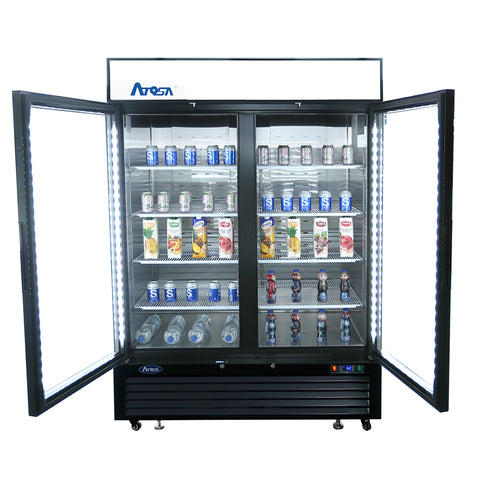 Atosa MCF8732GR — Black Cabinet Two (2) Glass Door Merchandiser Freezer