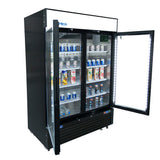 Atosa MCF8732GR — Black Cabinet Two (2) Glass Door Merchandiser Freezer
