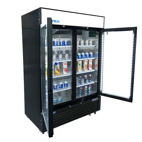 Atosa MCF8732GR — Black Cabinet Two (2) Glass Door Merchandiser Freezer