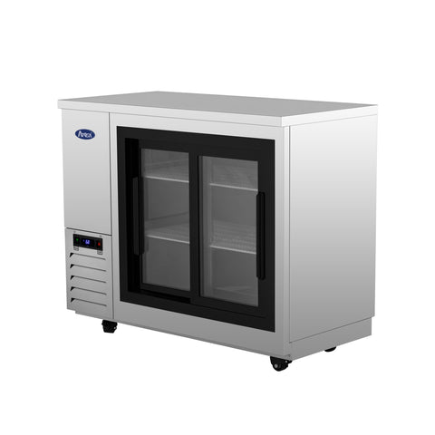 Atosa SBB48SGGRAUS2 – 48″ Black Shallow Depth Back Bar Cooler with Sliding Glass Doors