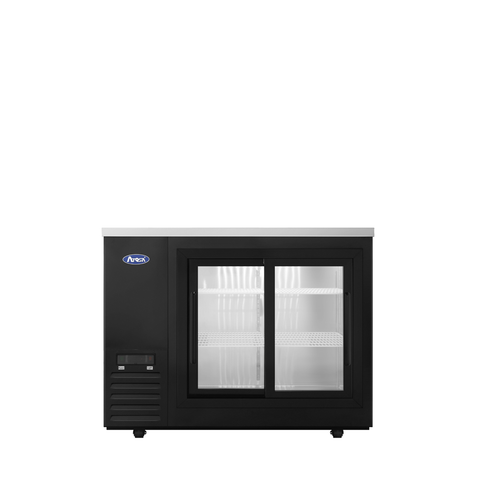 Atosa SBB69GGRAUS2 — 69″ Black Shallow Depth Back Bar Cooler with Glass Doors