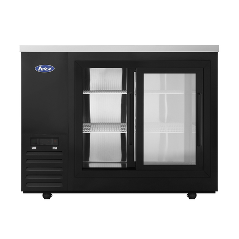 Atosa SBB69GGRAUS2 — 69″ Black Shallow Depth Back Bar Cooler with Glass Doors