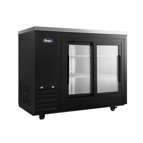 Atosa SBB69GGRAUS2 — 69″ Black Shallow Depth Back Bar Cooler with Glass Doors