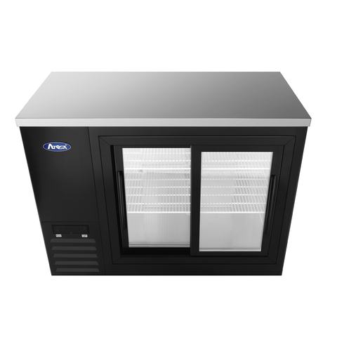 Atosa SBB69GGRAUS2 — 69″ Black Shallow Depth Back Bar Cooler with Glass Doors