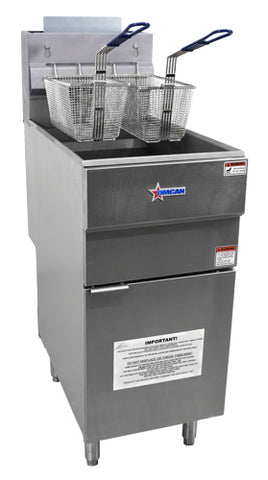 Omcan 43422 - 35-40 lb. Propane Gas Floor Fryer – 90,000 BTU