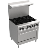 BakeMax America BAS36O 36 Inch 6-Burner Commercial Gas Range with Bakery Oven