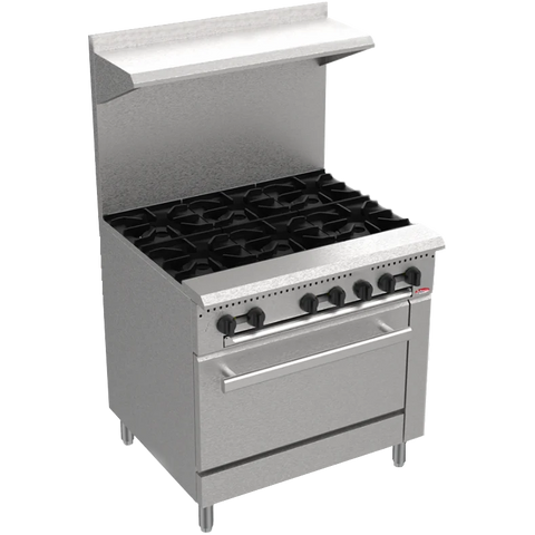 BakeMax America BAS36O 36 Inch 6-Burner Commercial Gas Range with Bakery Oven