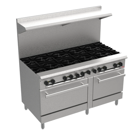 BakeMax America BAS60O 60 Inch 10-Burner Commercial Gas Range with Two Bakery Ovens