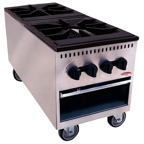 BakeMax America BASPS002 Countertop Dual Burner Manual Gas Stock Pot