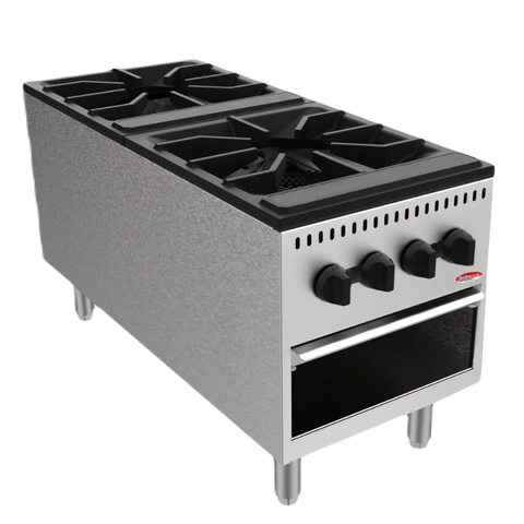 BakeMax America BASPS002 Countertop Dual Burner Manual Gas Stock Pot