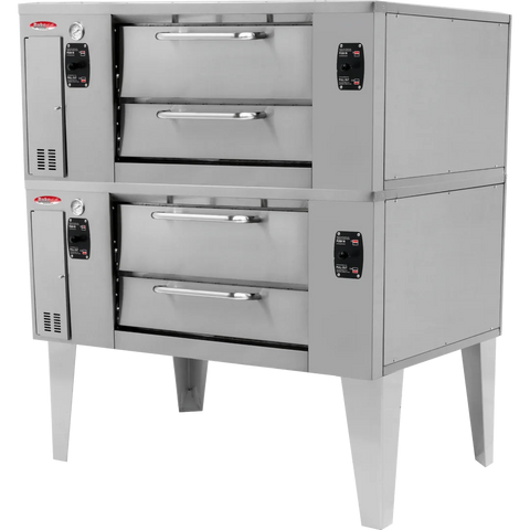 BakeMax BMBPD915 55” Wide Commercial Floor Model Gas Pizza Stone Hearth Deck Oven