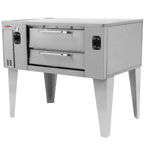 BakeMax BMBPD915 55” Wide Commercial Floor Model Gas Pizza Stone Hearth Deck Oven