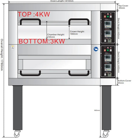 BakeMax BMDDD02 Two Deck Two Pan Wide Floor Model Electric Artisan Stone Deck Oven