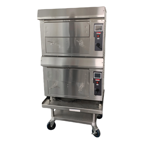 BakeMax BMDGF5 Commercial Floor Model Electric Double Stacked Greaseless Forced Air Fryer