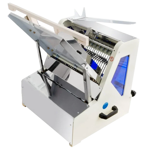 BakeMax BMGF002 Heavy Duty Countertop Bakery Gravity Feed Bread Slicer 1/2" Slice Thickness 29 Blades