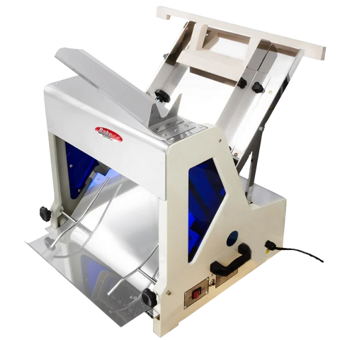 BakeMax BMGF002 Heavy Duty Countertop Bakery Gravity Feed Bread Slicer 1/2" Slice Thickness 29 Blades