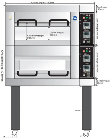 BakeMax BMSD002 Two Deck One Pan Wide Floor Model Electric Artisan Stone Deck Oven