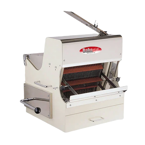 BakeMax BMSS001 Countertop Electric Artisan Safety Hard Crusted Bread Slicer with 5/8" Slice Thickness
