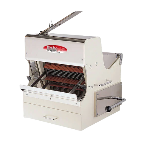 BakeMax BMSS001 Countertop Electric Artisan Safety Hard Crusted Bread Slicer with 5/8" Slice Thickness