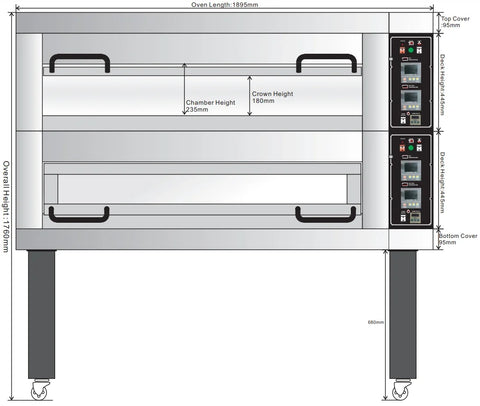 BakeMax BMTD002 Two Deck Three Pan Wide Floor Model Electric Artisan Stone Deck Oven