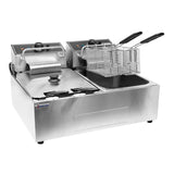 Omcan 34868 - 6 qt (7 Liters) Double Countertop Electric Fryer – 110V, 1Ph, 1350W (x2)