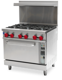 Omcan 47450 - 36″ Commercial Gas Range 6 Burners and Convection Oven 211,000 BTU – Liquid Propane