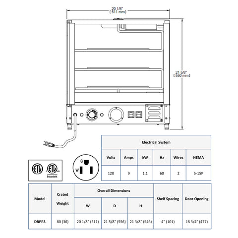 LIGHTLY USED - DOYON DRPR3 - Heated Counter-Top Display Warmer