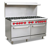 Omcan 46127 - 60″ Commercial Gas Range with 10 Burners and 2 Standard Ovens 362,000 BTU – Liquid Propane