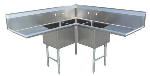 Omcan - Three Compartment Sink - Corner Sink