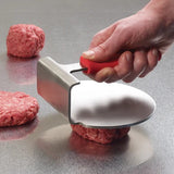 Winco SWS-6 - One-Piece 18/8 Stainless Steel Smashed Burger Press with Red Silicone Sleeve
