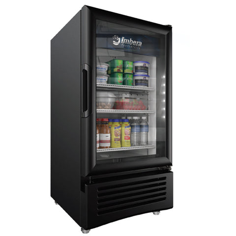 Omcan 45801 - Imbera 19″ One (1) Glass Door Countertop Refrigerator, 4 cu.ft. (113 L), Black
