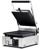 Omcan 11375 - Trento 10″ x 9″ Single Panini Grill with Top and Bottom Grooved Grill Surface