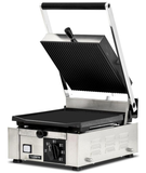 Omcan 11376 - Trento 10″ x 9″ Single Panini Grill with Grooved Top and Smooth Bottom Grill Surface