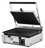 Omcan 11377 - Trento 10″ x 14″ Single Panini Grill with Top and Bottom Grooved Grill Surface