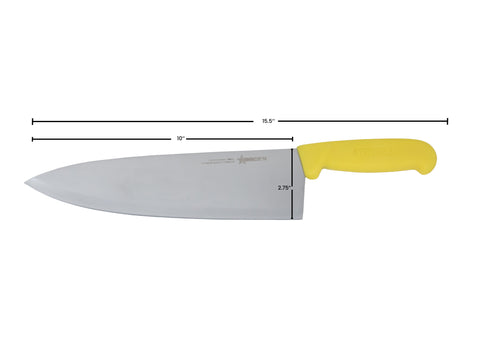 Omcan 12127 - 10" Medium Cook Knife with Yellow Polypropylene Handle