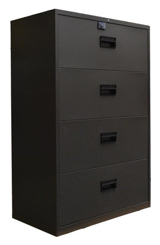 Omcan 13076 - Charcoal Black Legal Lateral File Cabinet with Four Drawers