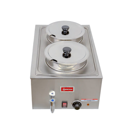 Omcan 19077 - Full-Size Countertop Food Warmer with Two 8 L / 8.45 qt Container Insets and Lids – 1200 W, 120 V