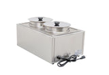 Omcan 19077 - Full-Size Countertop Food Warmer with Two 8 L / 8.45 qt Container Insets and Lids – 1200 W, 120 V
