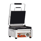 Omcan 21464 - Single Panini Grill with Smooth Plates – 10″ x 11″ Cooking Area – 120V, 1800W