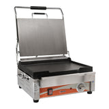 Omcan 21465 - Single Panini Grill with Smooth Plates – 12″ x 15″ Cooking Surface – 120V, 1800W