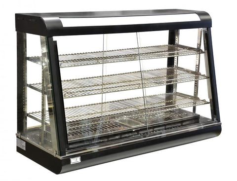 Omcan 21571 - 47" Countertop Display Warmer,  3 Shelves, Sliding Doors, Self/Full-Service, 1500 W