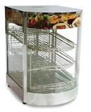 Omcan 21829 - 14" Display Warmer, 3 Shelves, Curved Glass, Full-Service with 0.85 kW