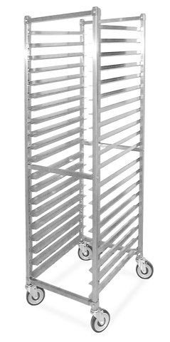 Omcan 23834 - Stainless Steel Square Flat Top Bun Pan Rack with 20 slides and 3″ spacing