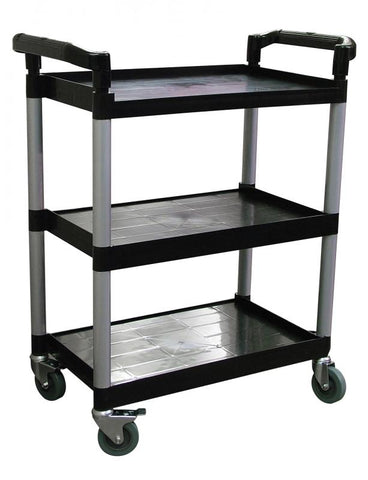 Omcan 24183 - Black Plastic Bussing Cart with 16″ x 24.75″ tray size