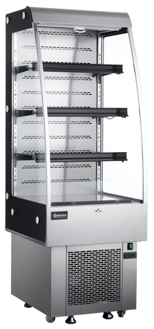 Omcan 25825 - 24” Three (3) Shelf Grab-and-Go Open Refrigerated Floor Self-Serve Display Case , 9 cu.ft. (252L), Silver